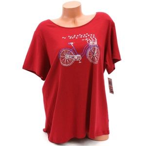 Karen Scott Short-Sleeve Graphic New Red 1X